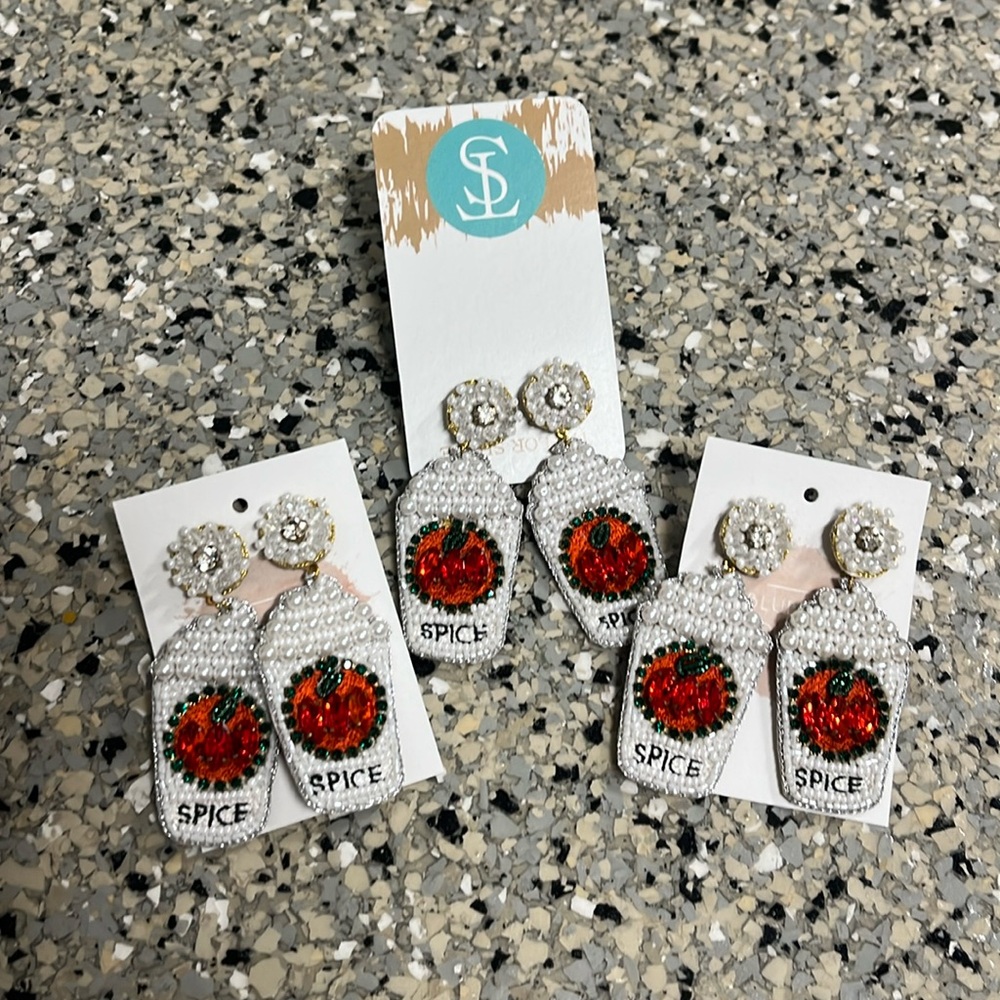 Earrings - customer beaded “Pumpkin Spice”